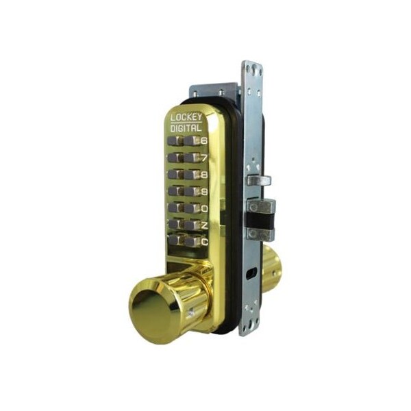 Mechanical Keyless Narrow Stile Passage Knob Lock Double Combination Bright Brass